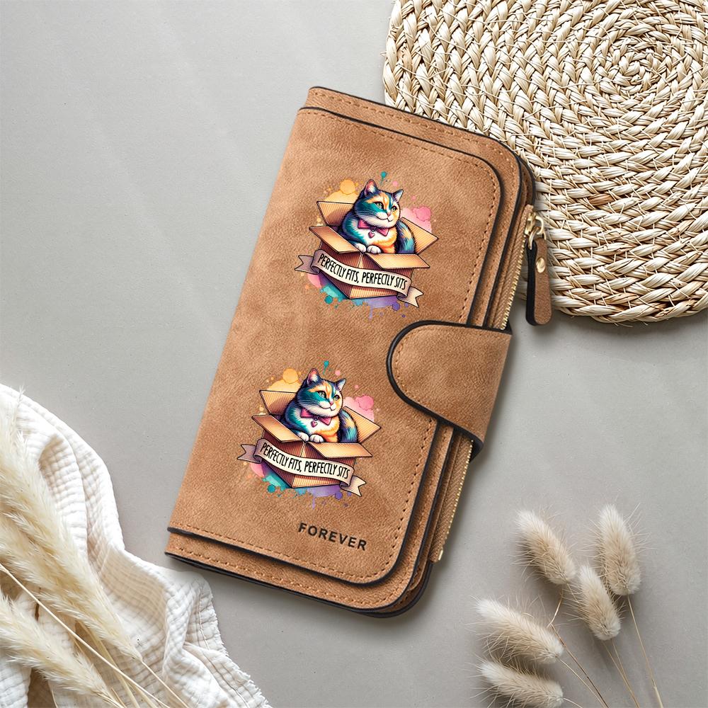 Cute Cat Print Purse Fashion Faux Leather Women's Wallet Casual Ladies Portable Card Holder