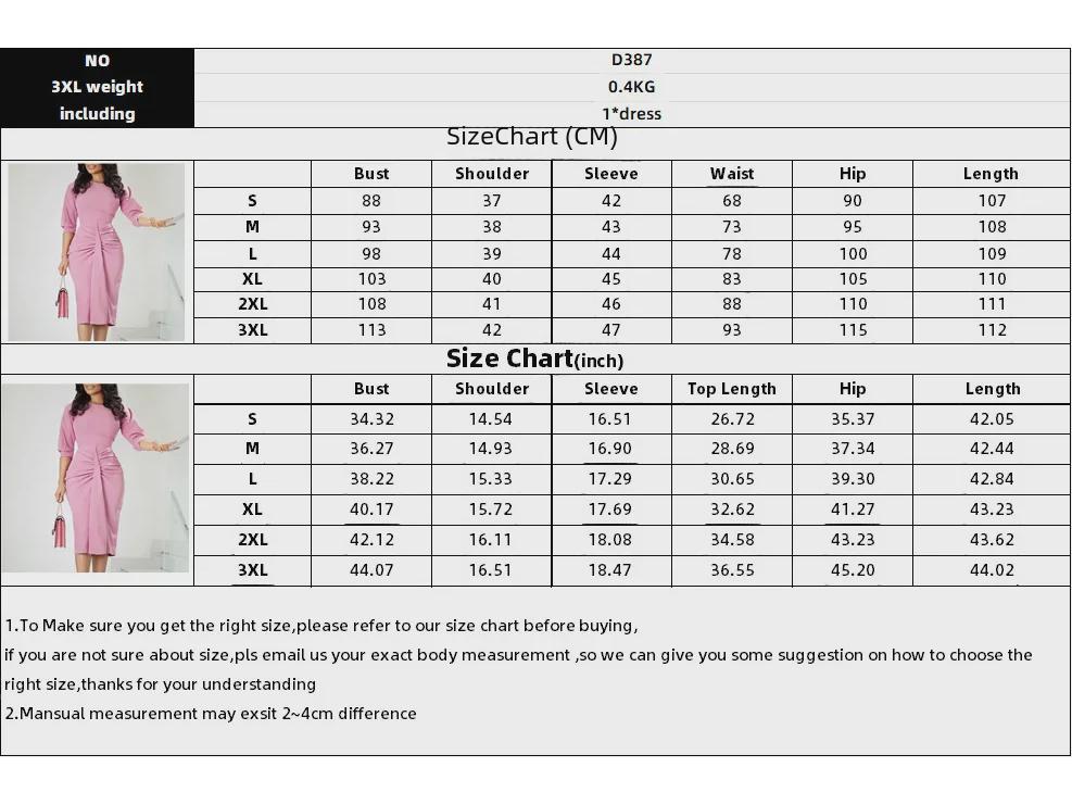 2023 Europäische & Amerikanische Damenmode: Plissiertes Hüftbetontes Bleistiftkleid, Große Größe