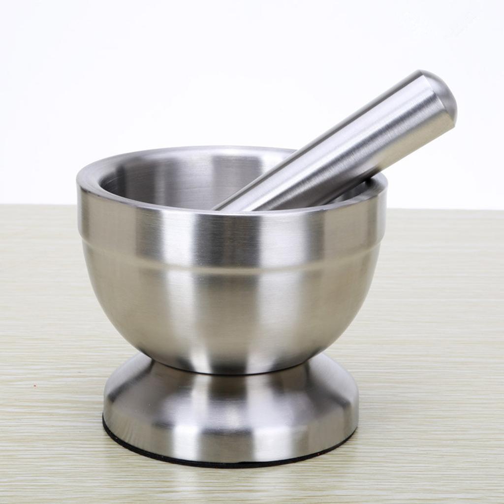 Thicken Metal Pestle Pedestal Bowl Garlic Press Pepper Spice Garlic Grinder Pot