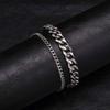 2pcs/set Cuban Chain Bracelet for Men,Waterproof Stainless Steel Miami Curb Wristband,Causal Jewelry Gift