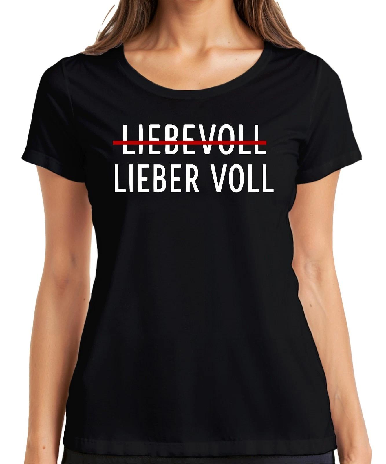 LIEBEVOLL durchgestrichen LIEBER VOLL Bier Party Lustig Oktoberfest Damen T-Shir XXXXL
