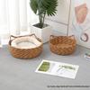 INS-Style Woven Rattan Cat Bed with Double Handles and Removable Cushion - All-Season, Breathable Nest for Cats