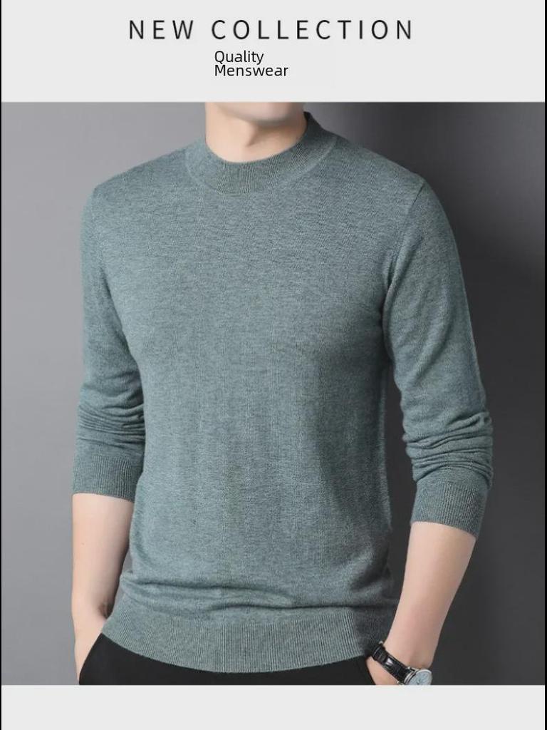 Halbrollkragenpullover für Herren aus 100 % reiner Wolle – Herbst-/Winterkollektion 2024