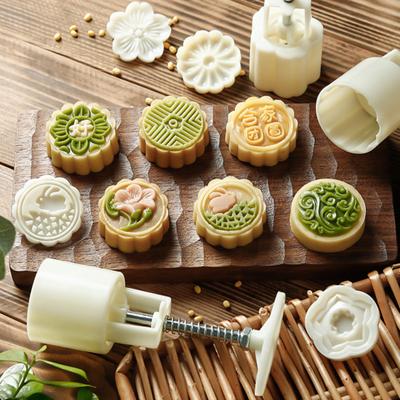 1 Set Antihaft-Mondkuchenform in Lebensmittelqualität mit Stempeln, DIY-Handpresse, Keksstempel, Gebäck