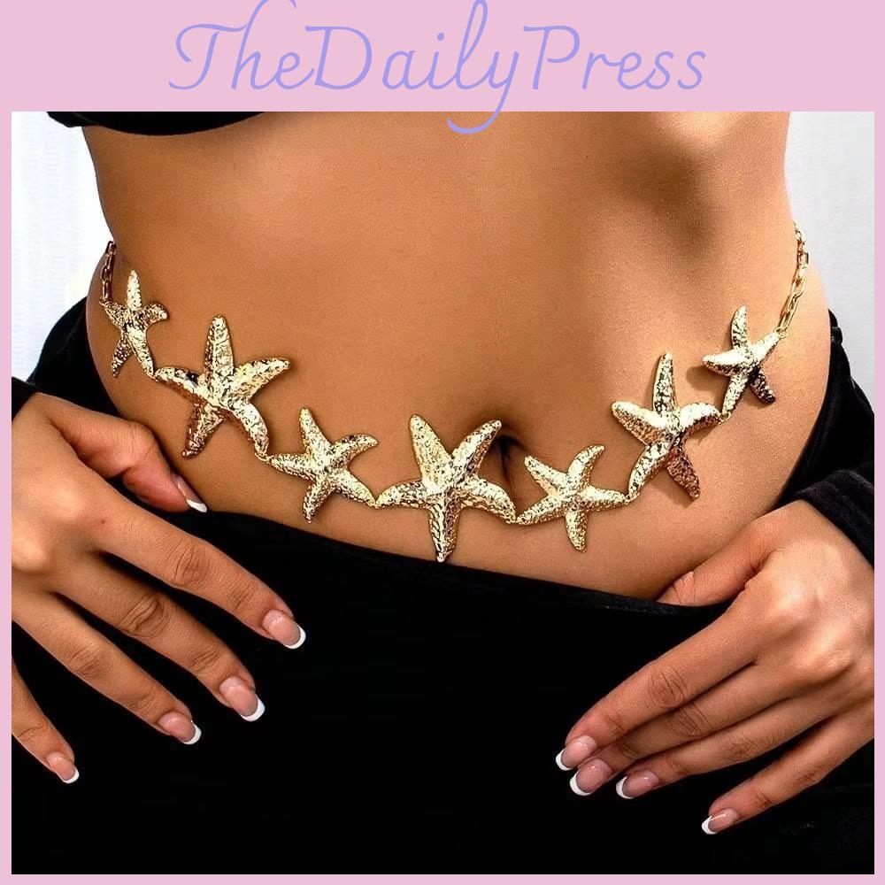 Chain Starfish Waist With Electroplated Alloy For Summer Fashion Accessory