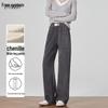 Women's Fleece-lined High-Waist Chenille Wide Leg Pants