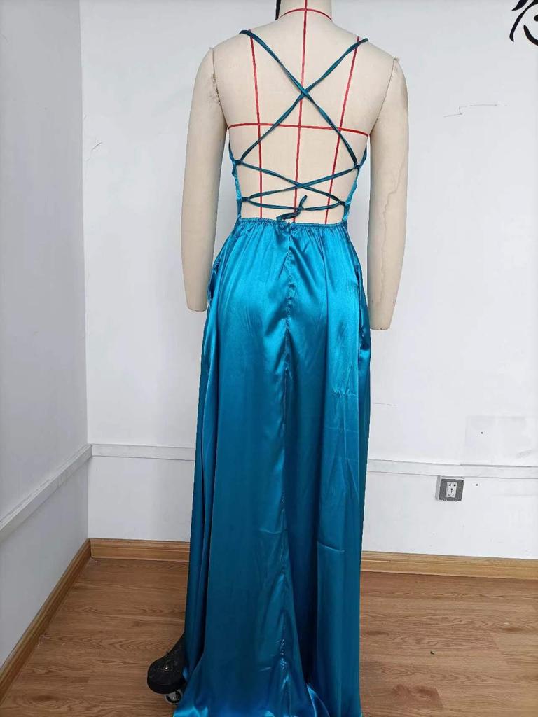 2025 Dlouhé zeštíhlující šaty pro družičky s odhalenými rameny - Jednobarevné evropské a americké večerní módy