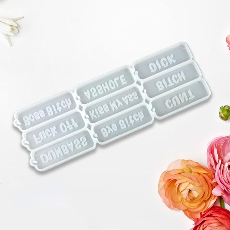 2PCS Word Resin Molds Silicone Keychain Epoxy Casting Mold for Key Fob Luggage Tag for DIY 2Pieces Crafts Pendant Making