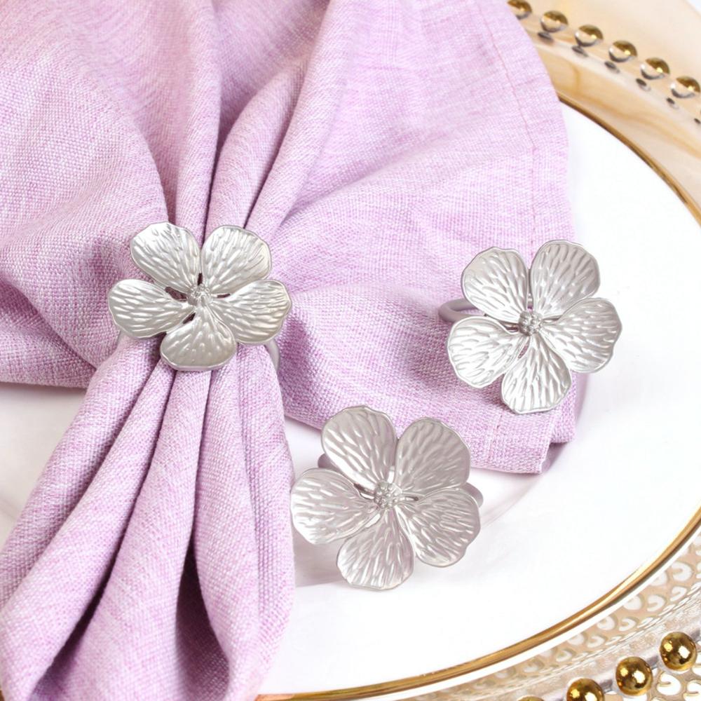 

Holiday Banquet Wedding Plum Blossom Napkin Holder Serviette Buckle Napkin Ring Table Setting білий