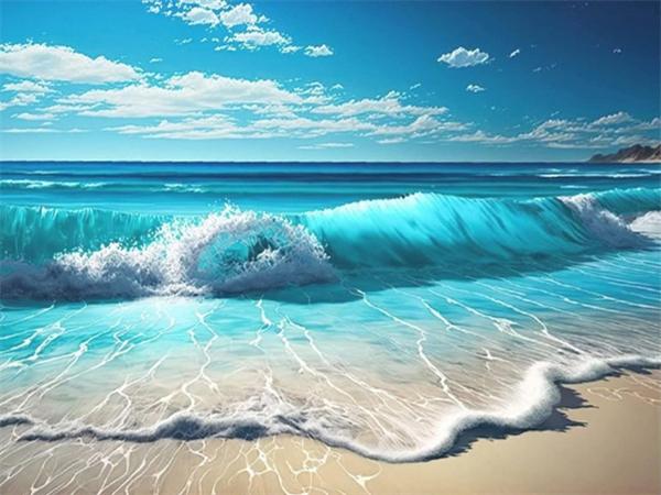 

Полная квадратная круглая алмазная живопись, волна, морской пейзаж, домашний декор, вышивка, мозаика, пляжный пейзаж, подарок ручной работы Full Round 20x30CM