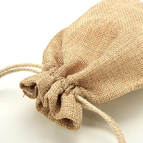 5Pcs Mini Rustic Burlap Bag Drawstring Wedding Party Favor Vintage Sack Pouch