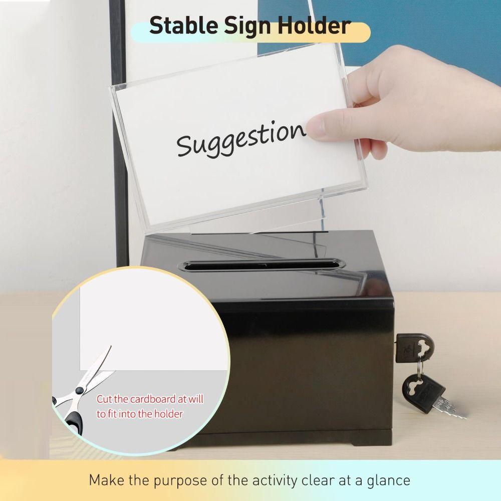 Solid Suggestion Box With Lock and Sign Holder Donation Box Plastic Container Tip Jar  Charity