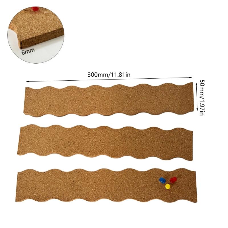 8Pcs Self Adhesive Corkboards for Wall, Long Cork Board Strips Frameless Cork Board Strips for Kitchen Office Display