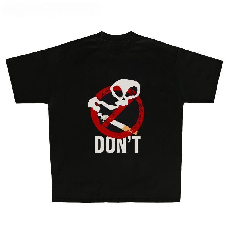 

A New American-style Summer No-smoking, Niche and Fun Streetwear Brand Hip-hop Parody Pure Cotton Heavy Short-sleeved T-shirt 4XL