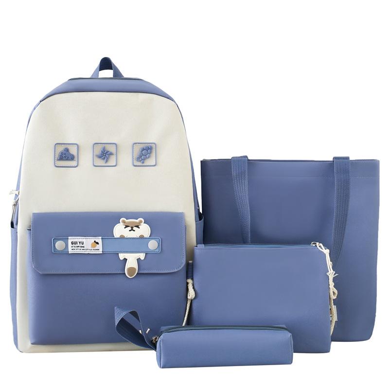 

Новый простой контрастный студенческий школьный рюкзак для женщин большой вместимости, повседневный рюкзак, рюкзак из четырех частей