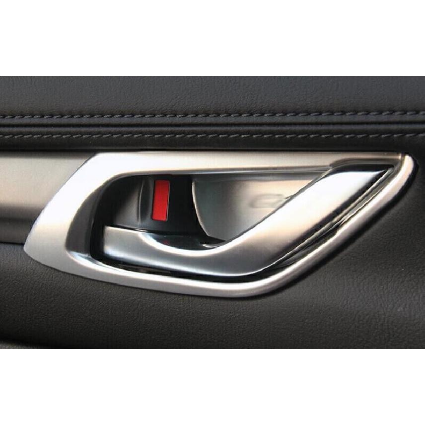 For Mazda CX-5 2017-2024 Silver Titanium Inner Door Handle Lock Frame Trim 4PCS
