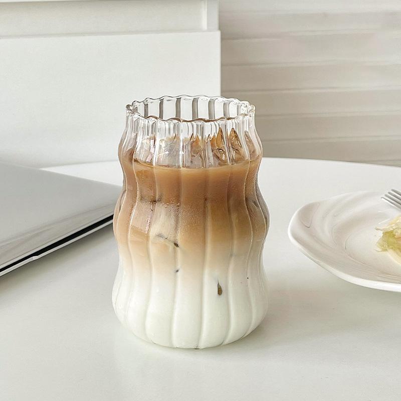Vertical cloud glass thickened transparent with straw cup household breakfast milk juice cup