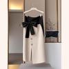 Koreanischer Schleifenparty-Rock Frühjahrsmode Einreihig Elegant Büro Dame Midi Rock Damen Schlank Asymmetrisch Patchwork Röcke