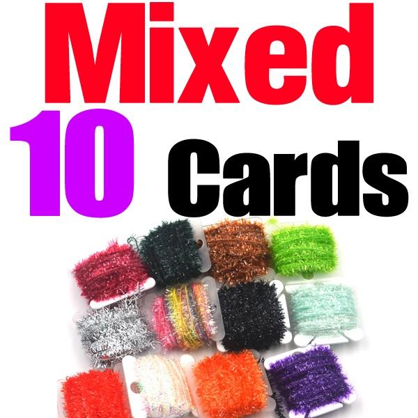 MNFT 10 Colors Fly Fishing Tinsel Chenille Crystal Flash Line Rig Bait Making Assorted Fly Tying Streamer Flies Material