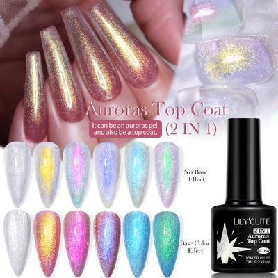 Aurora Nail Art Seal, Symphony Ice Transparent Stone Nail Polish Glue Laser Seal 2 In 1