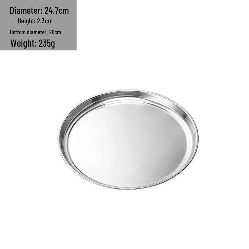 Large Thickened Stainless Steel Round Tray for Hotels and Home