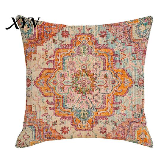 Square Pillow Case Boho Throw Covers, 18 x Inch Bohemia Bedroom Pillowslip Ethnic Style Cushion Case, Decorative Pillowcase for Sofa Couch