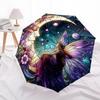 1pc Stained Glass Fairy Moon Flowers Automatic Folding Umbrella - Portable 3-Fold Design with 8-Bone Iron Frame, Outdoor for Fans, Travelers, Daily Us