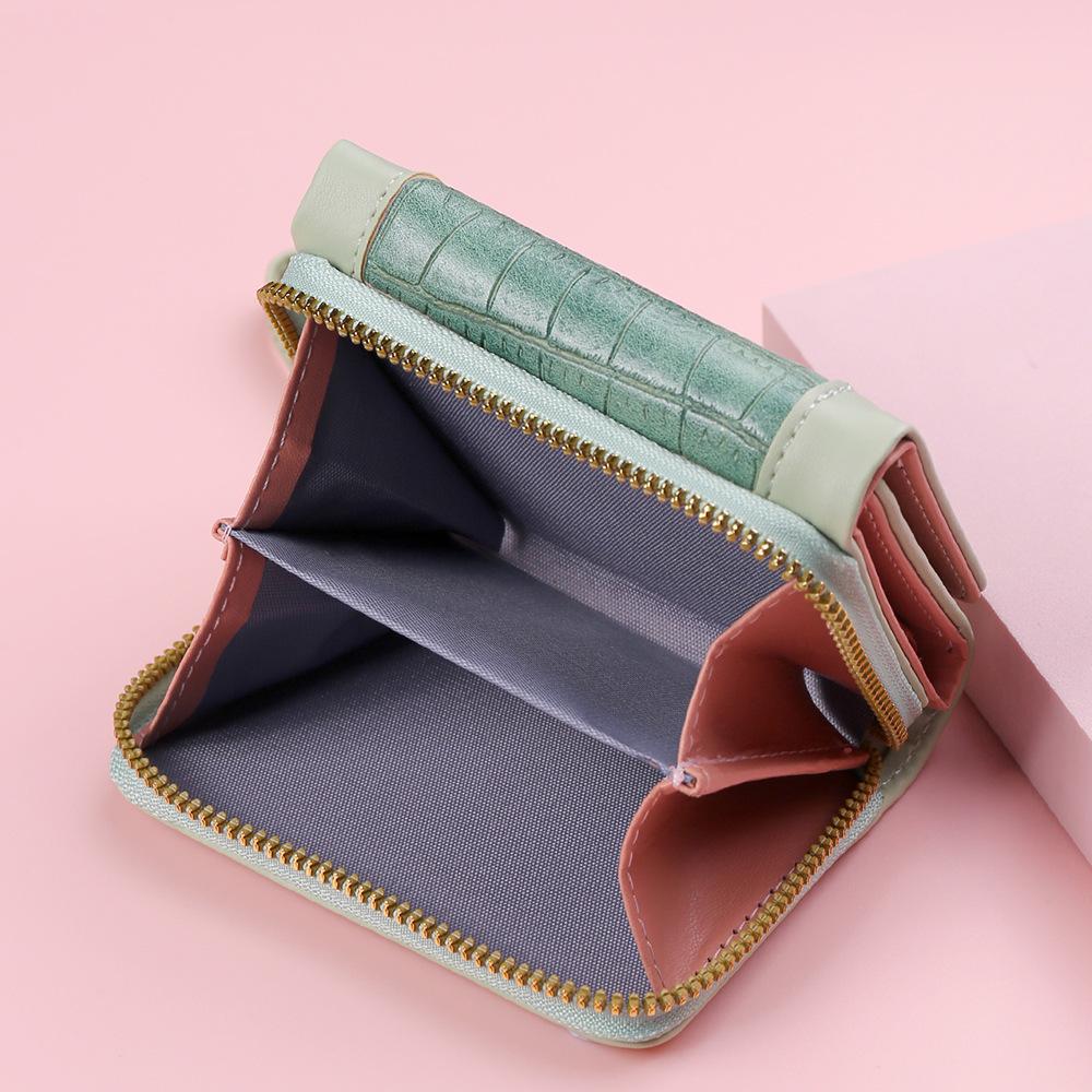 Fashion Square Plaid Women's Short Wallet Large Capacity Multi-card Zipper Bags for Women Trendy Texture 3 Fold Coin Purse