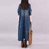 Spring Autumn Loose Single Breasted Denim Trench Coat Women Vintage Solid Long Denim Windbreaker