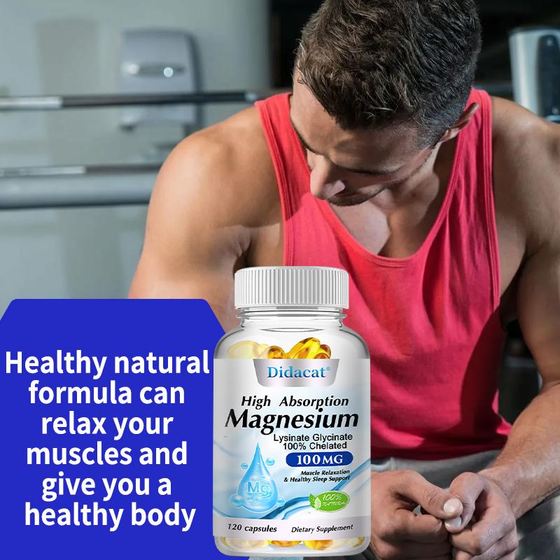 Highly absorbable magnesium glycine 100 mg, muscle relaxant, 120 capsules