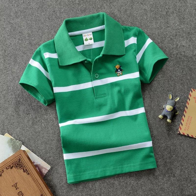 Children's Short Sleeved Summer Children's Wear Middle and Large Children's T-shirt Cotton Stripe Polo Shirt