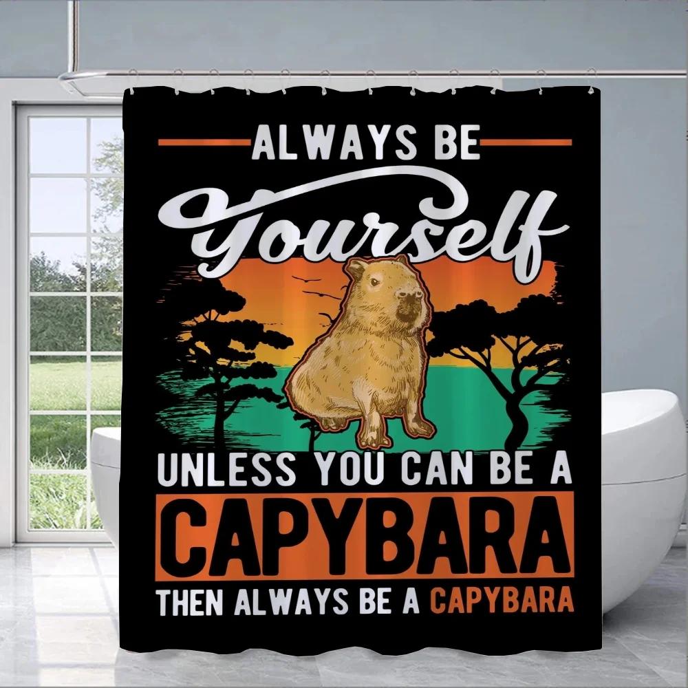 Capybara Bathroom Shower Curtain Cloth Curtains Bath Cover Waterproof Fabric Full 200x180 Curtins Funny Products Household Home