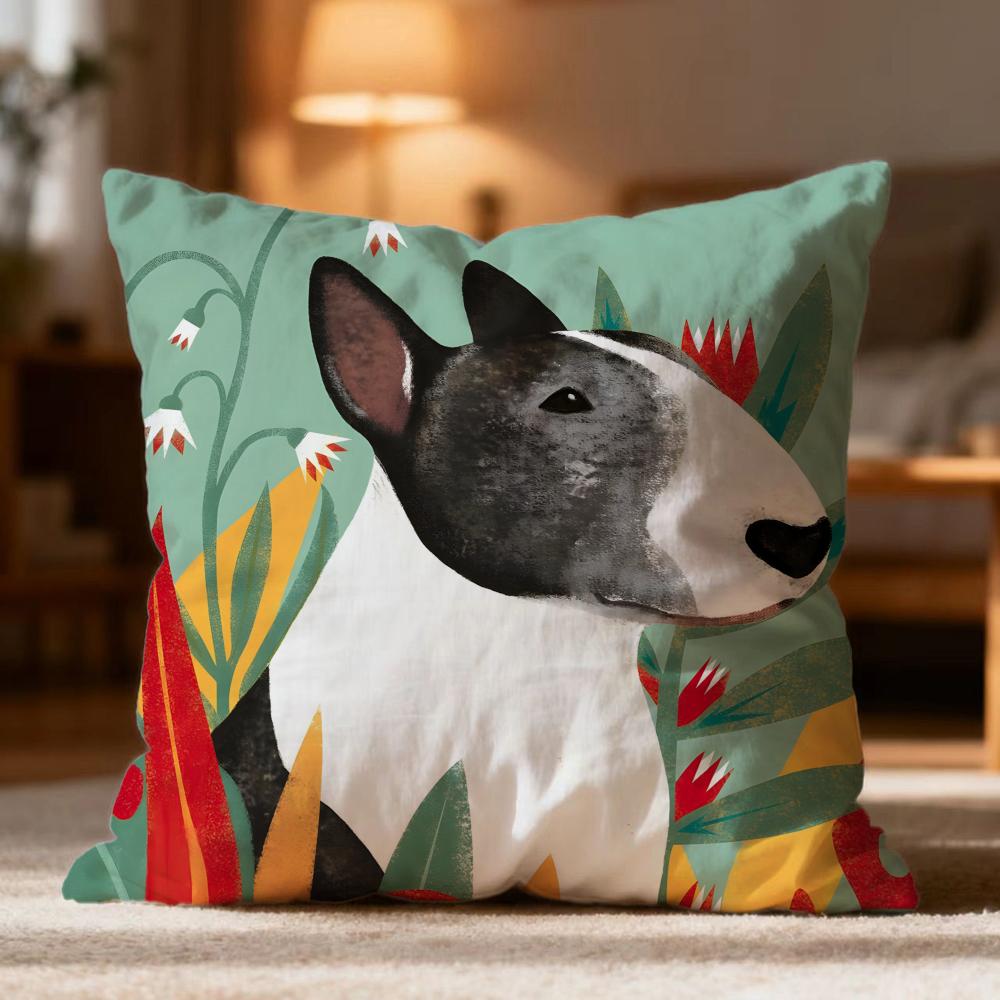 

Hot B-BBull Terrier Cushion Cover Soft Washable Pillow Case Multi-Scene for Couch Bed Travel Office Use 30cmx30cm