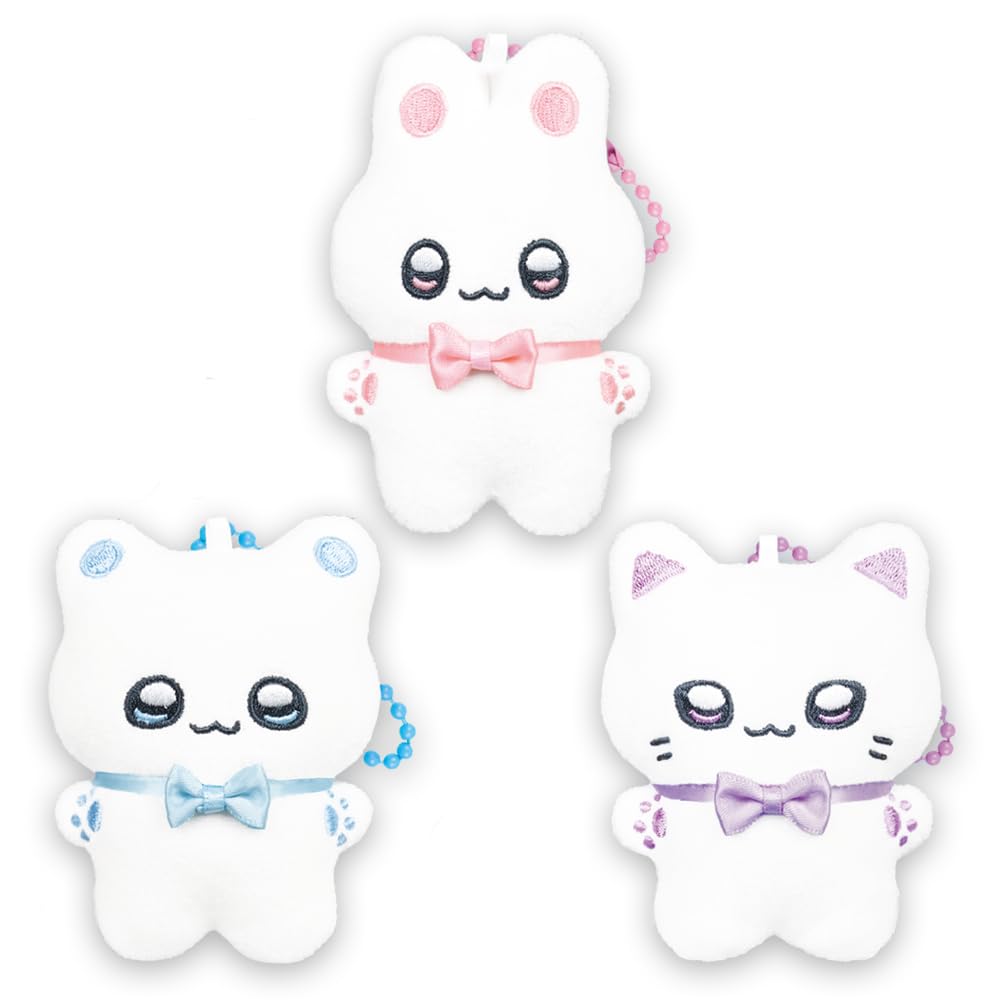 Set of 3 Kyururun Plush Mascots (approx. 9.4cm): Usarun, Kumarun, and Nekorun (Awake (3 types))