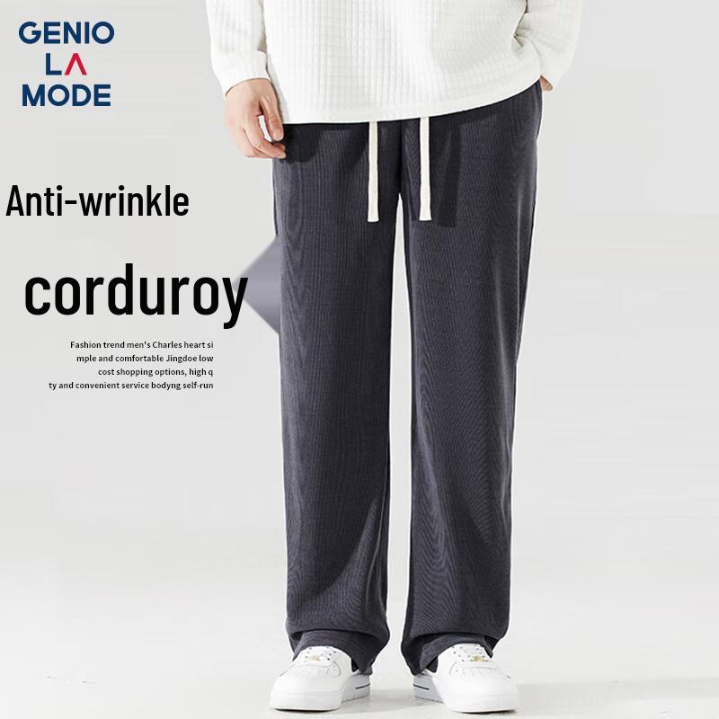

GENIOLAMODE Men s Fleece-Lined Corduroy Straight-Leg Casual Pants 4XL
