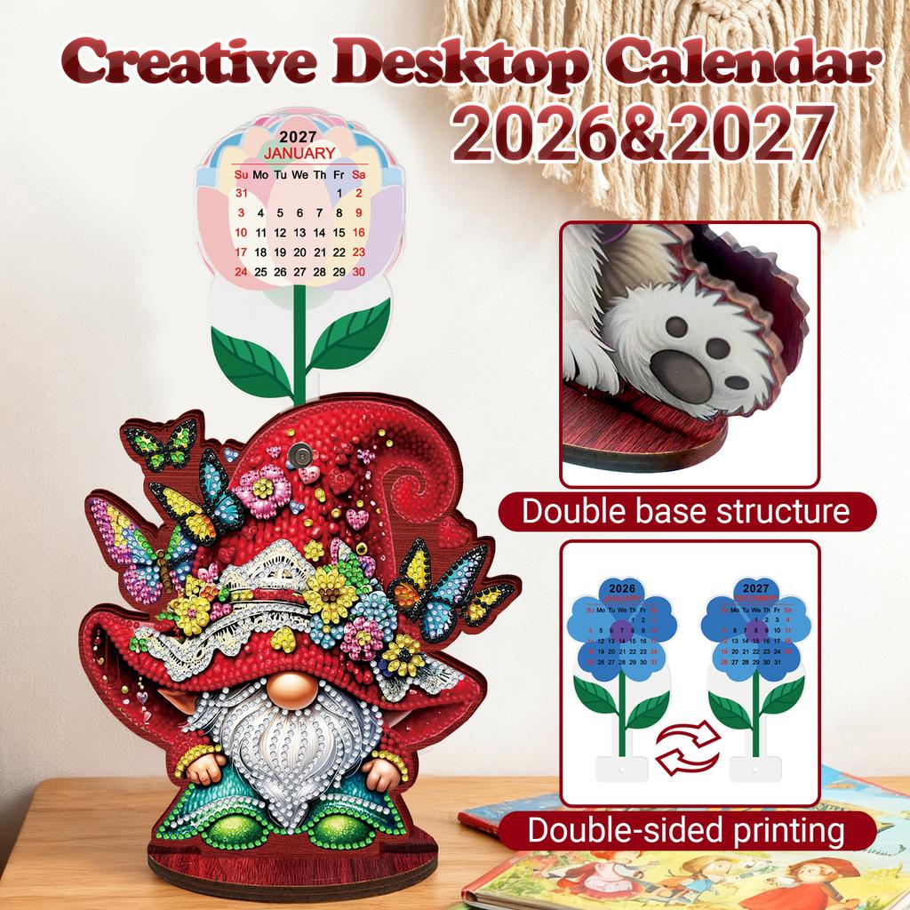2026 Kalender Diamantmalerei Kalender Set Holz Diamantmalerei Set DIY Diamantkunst Schreibtischkalender Weihnachtsgeschenk
