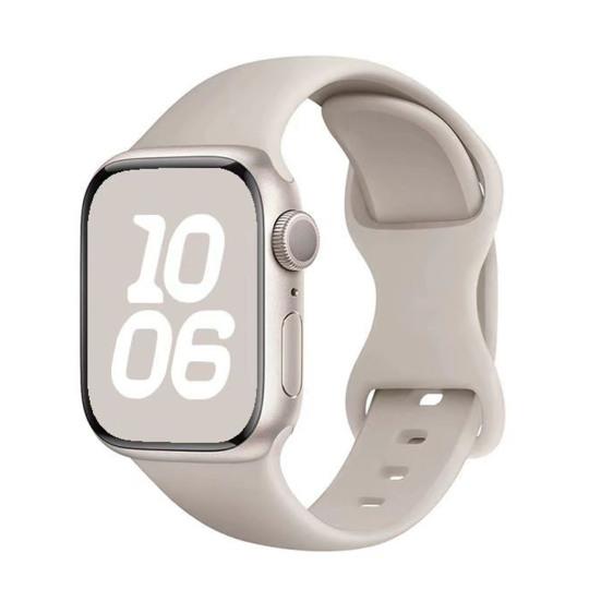 Silicone Watch Band Sweat-Proof Waterproof Soft Solid Replacement Band Color Watch Strap S бежевый