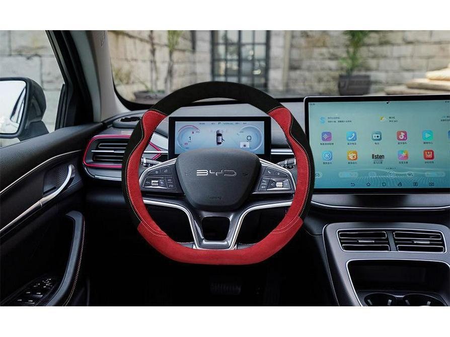 BYD Plush Steering Wheel Cover for Seagull, Yuan, Qin Plus, Dolphin, Han, e2, Song Plus - Winter Warmth