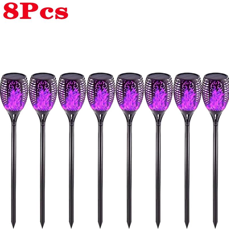 1/2/4/6/8Pcs 12/96LED Solar Flame Torch Lights Flickering Light Waterproof Garden Decoration Outdoor Lawn Path Yard Patio Lamps
