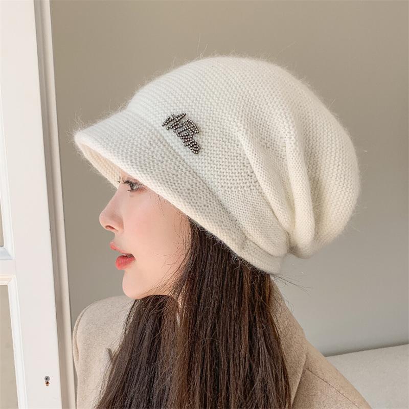 Fashion Winter Hat Real Rabbit Fur Winter Knitted Hats For Women Winter Warm Beanie Hats Women Solid Adult Cover Head Cap