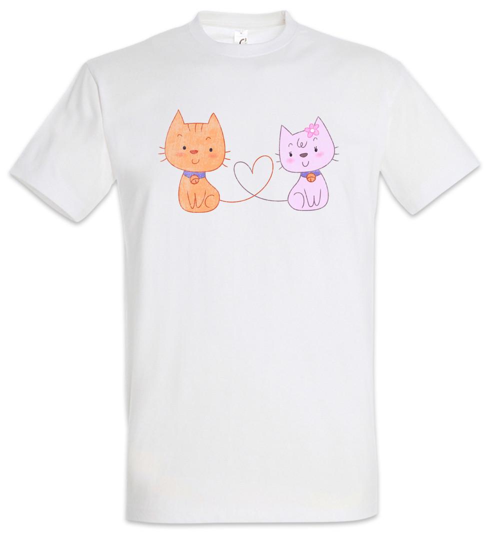 Cat Cartoon Love T-Shirt Cats Whiskers Love addicted Fan Toon S