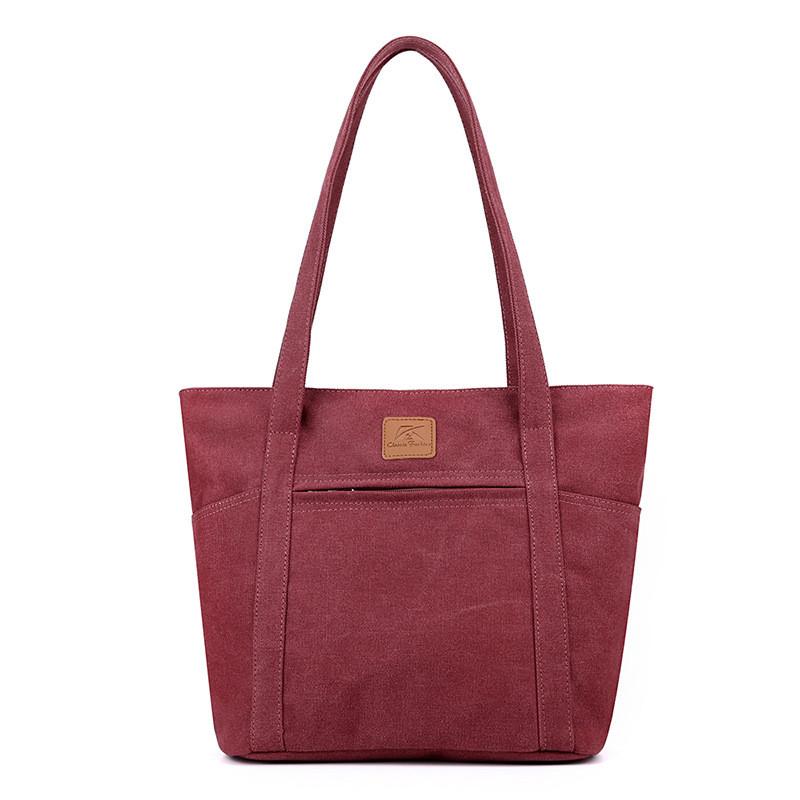 Canvas-Tragetasche für Damen mit Reißverschlusstasche und urbanem Stil für den täglichen Gebrauch