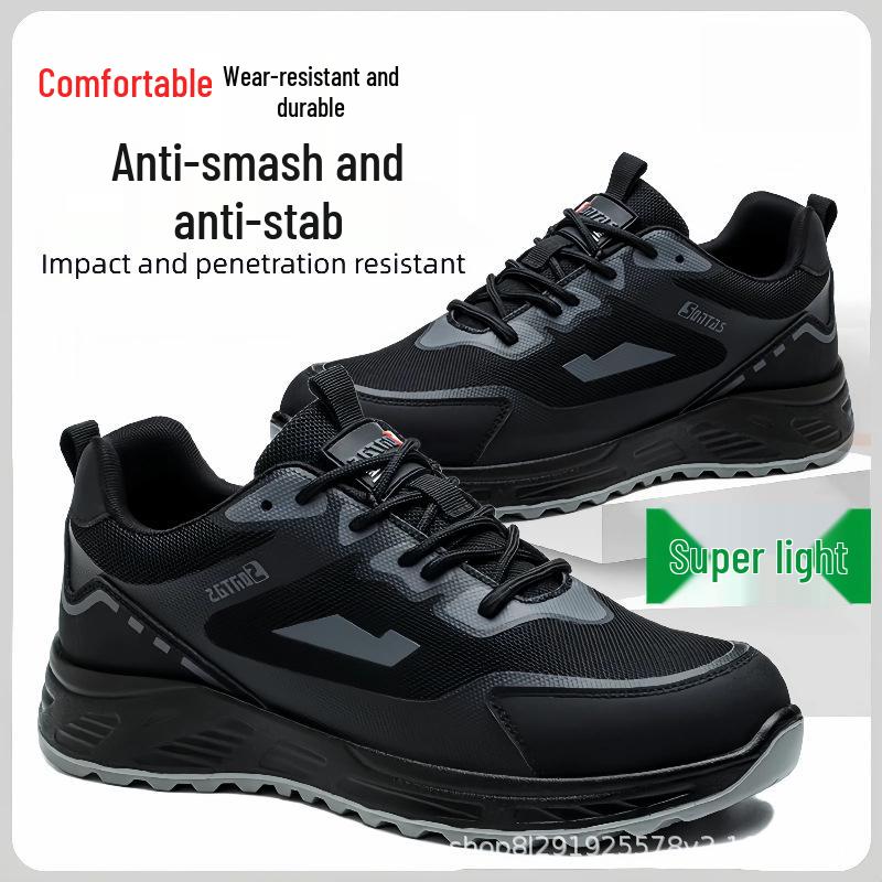 Men's Summer Breathable Steel Toe Work Shoes - Anti-Smash, Anti-Puncture, Insulated, Cotton, Velvet-Lined for Construction.