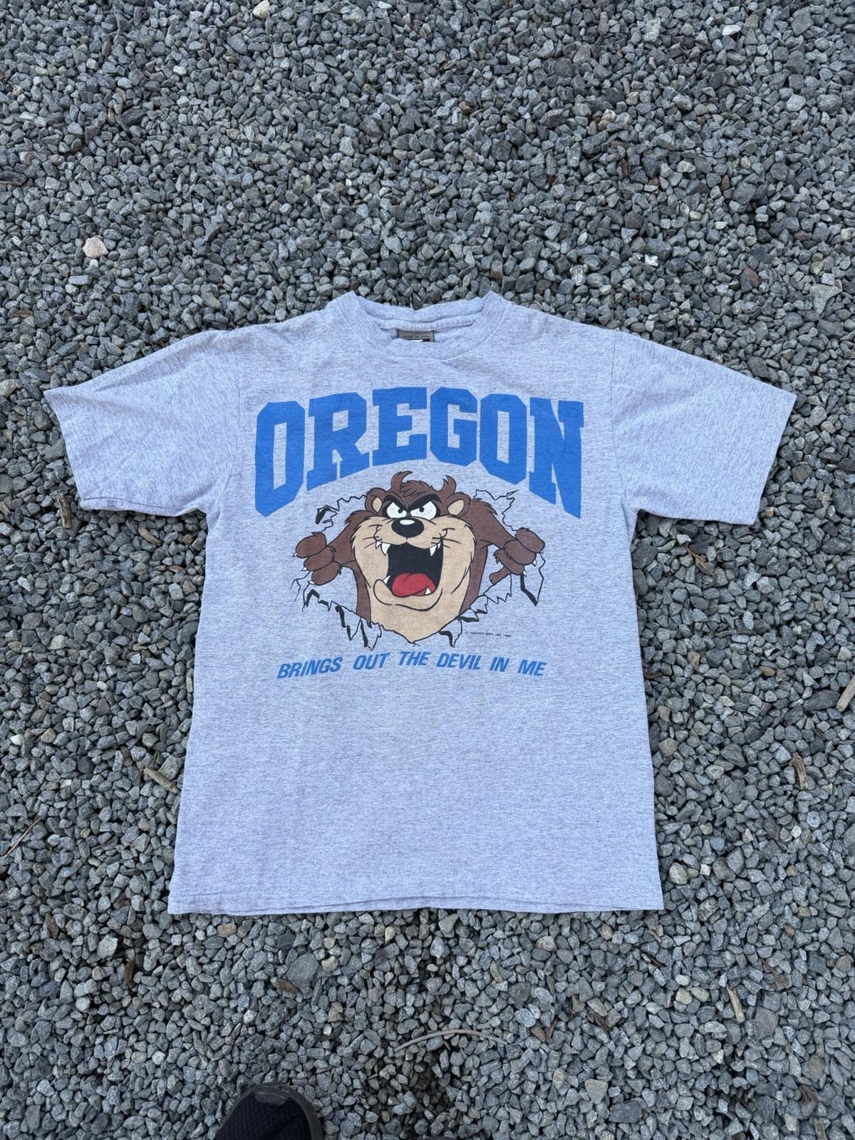 Vintage 90’s Looney Tunes Looney Toons Taz Oregon Men’s Shirt Grey Size Medium Unisex T-Shirt M