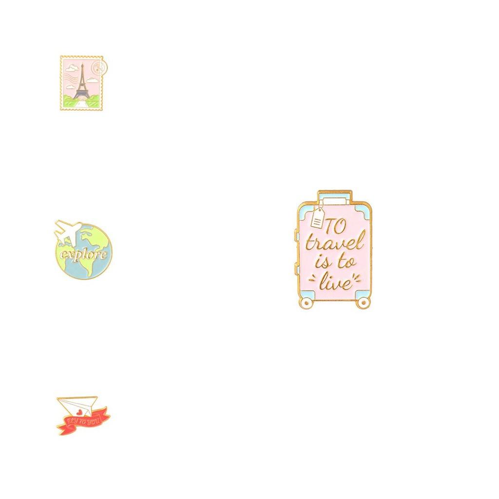 Elegant Pink Geometric Airplane Brooch Travel Souvenir Alloy Pin Fashion Accessory