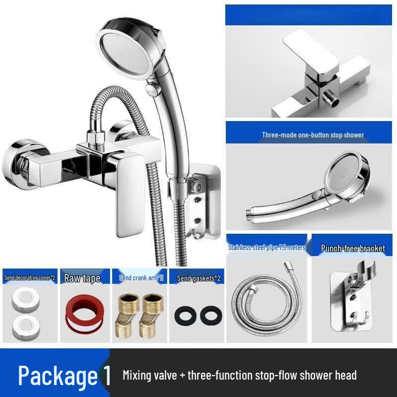 TLXT Bathroom Mixer Faucet and Pressurized Shower Set