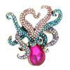 Belle Broche Broche Poulpe à Tête Violette Broches Strass 4,4 * 4,5 cm Broche Vie Marine Alliage Métallique Broche Tentacule Enroulé Chapeau Sac