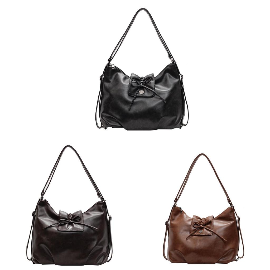 Pu Retro Shoulder Bag With Butterfly Bow Design For Daily Office Use