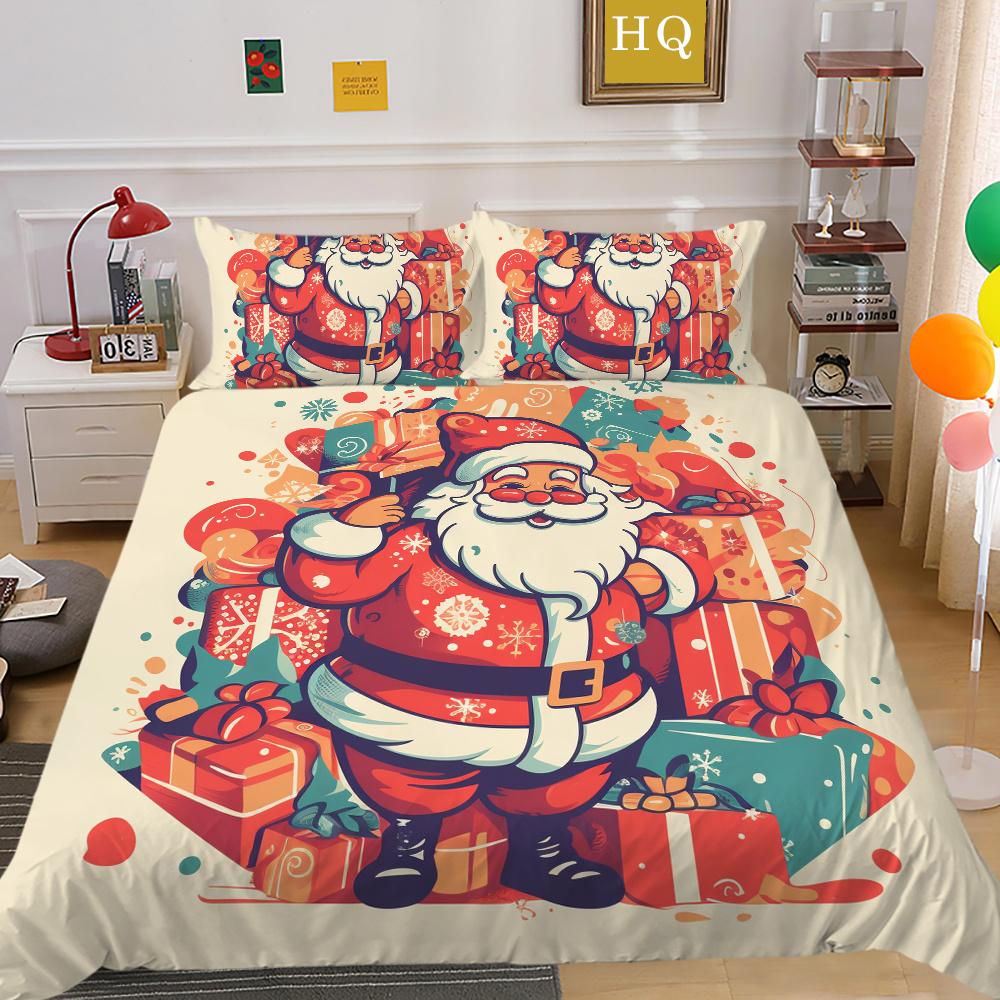 Świąteczne drukowanie 3D na pościel w pełnym rozmiarze zestaw poszewek na kołdrę z mikrofibry dla dzieci Highend narzuty