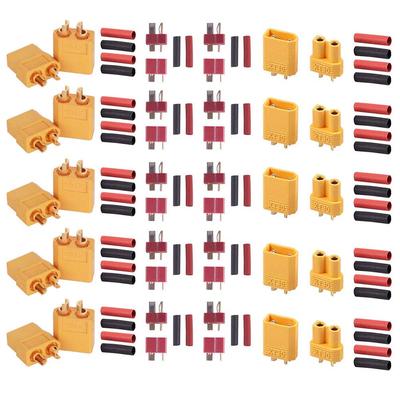 GTIWUNG 5 Paar XT60 Stecker, XT-60 Stecker und Buchsen, 5 Paar XT30 Stecker und Buchsen Kugelstecker für RC LiPo, 5 Paar Rot Ultra